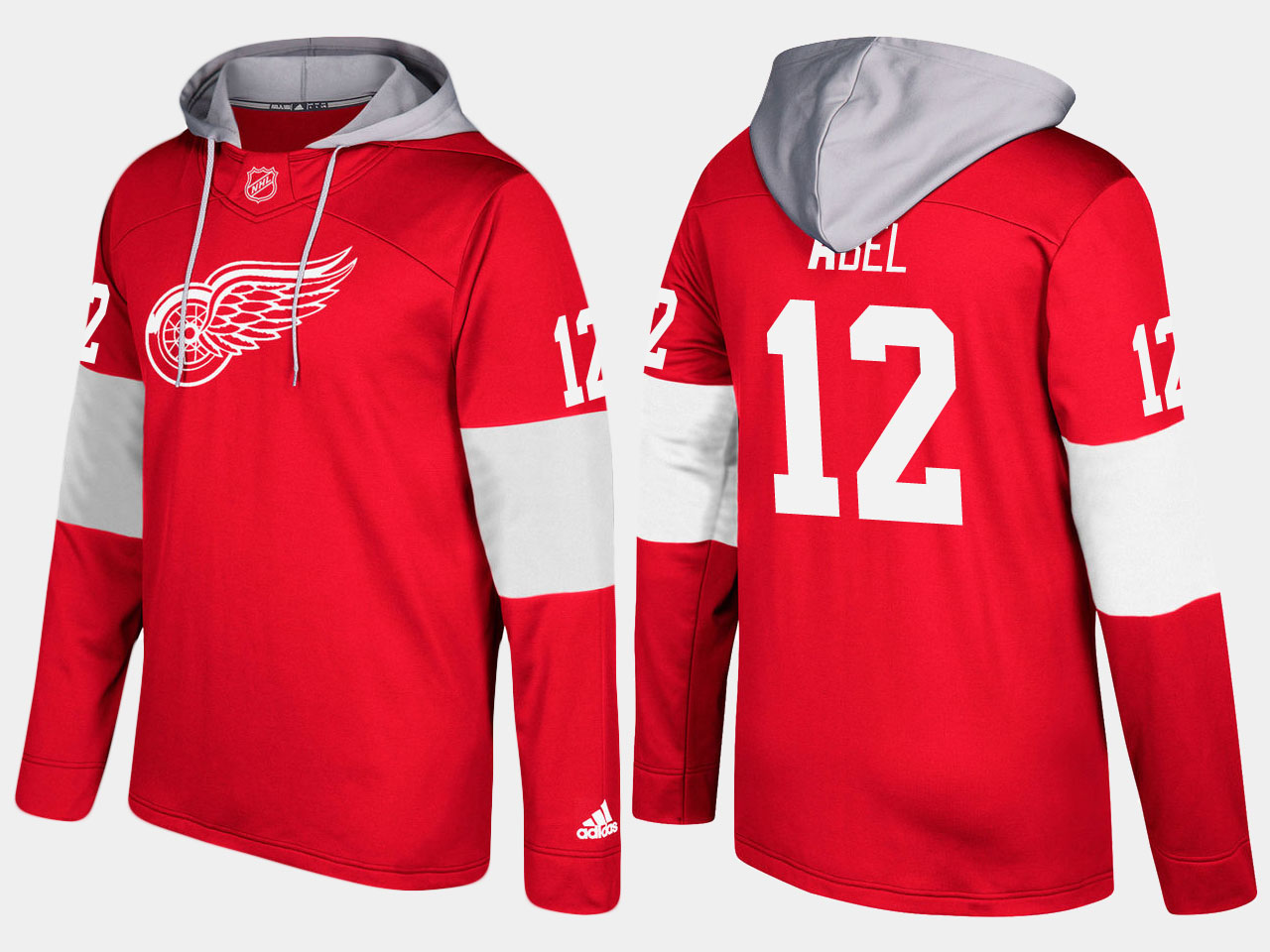 NHL Men Detroit red wings retired sid abel red  hoodie